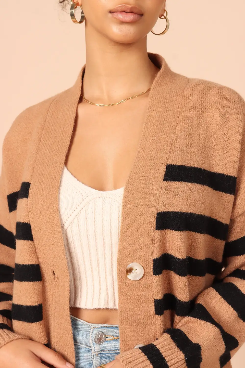 Julie Cardigan - Tan Stripe