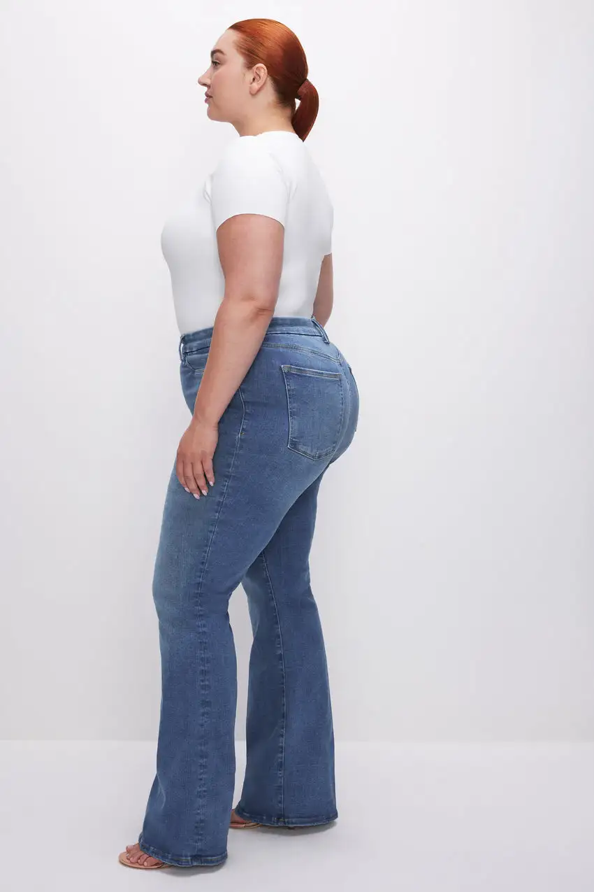 POWER STRETCH PULL-ON FLARE JEANS