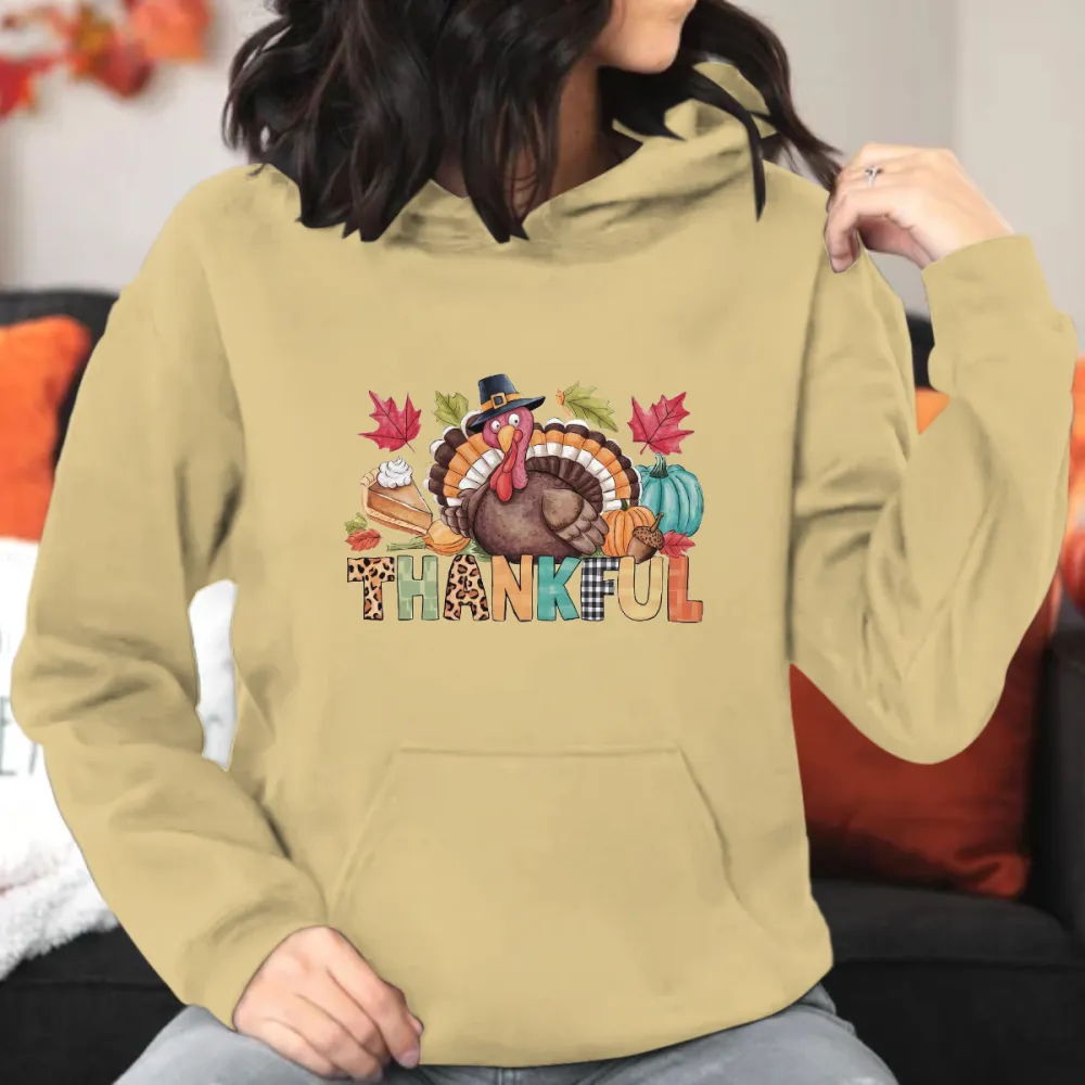 Thankful Turkey Printed Hoodie