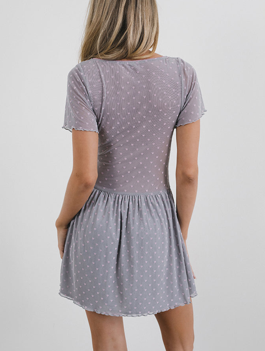 Geni Mini Dress In Heart Flock Grey