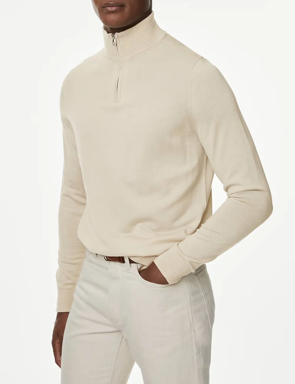 Pure Extra Fine Merino Wool Half Zip Jumper