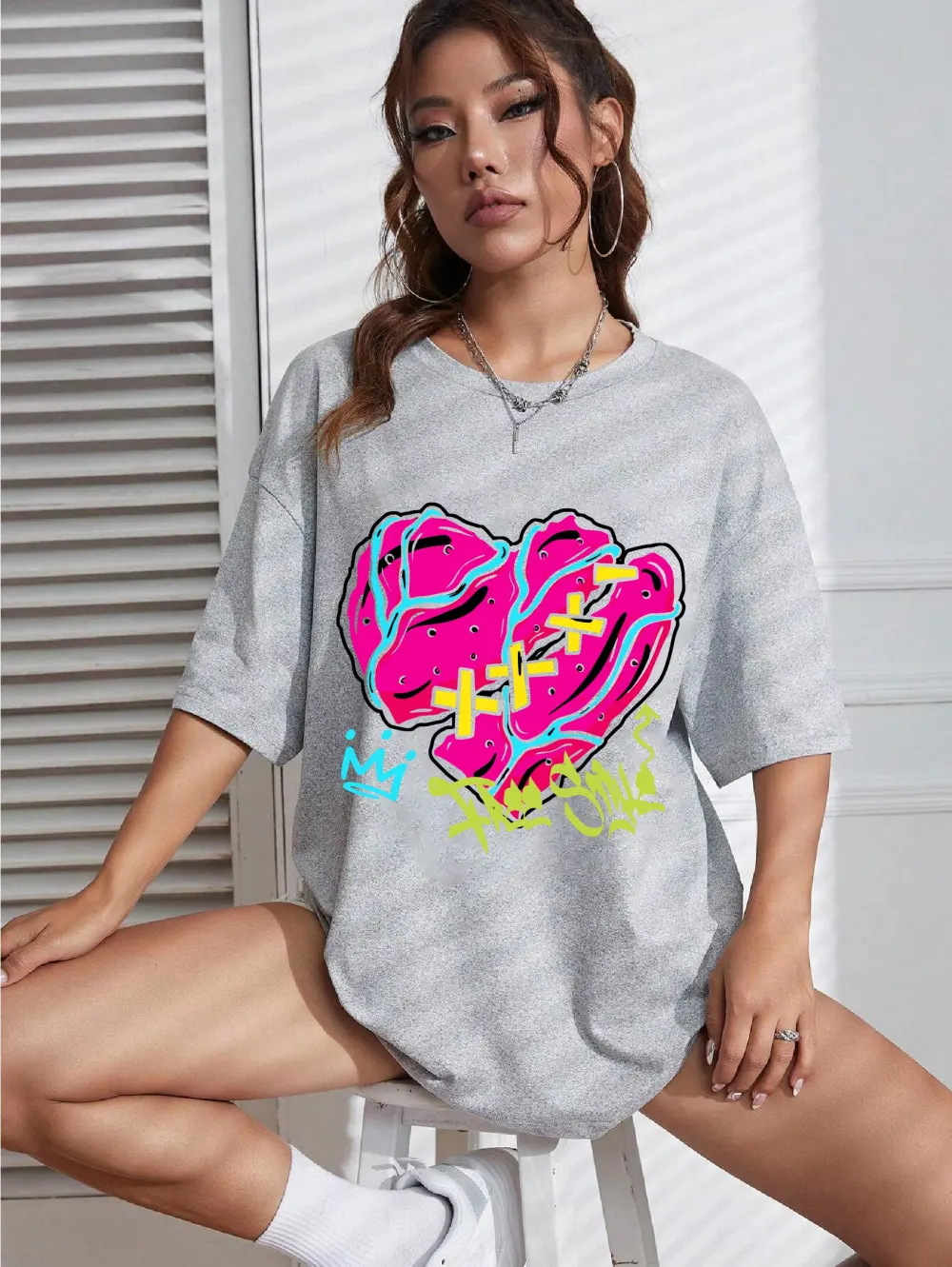 Women's Art Heart Printed T-shirt