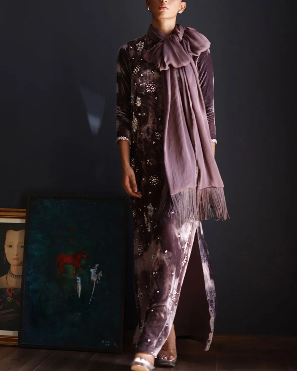 Vintage embroidered velvet kaftan