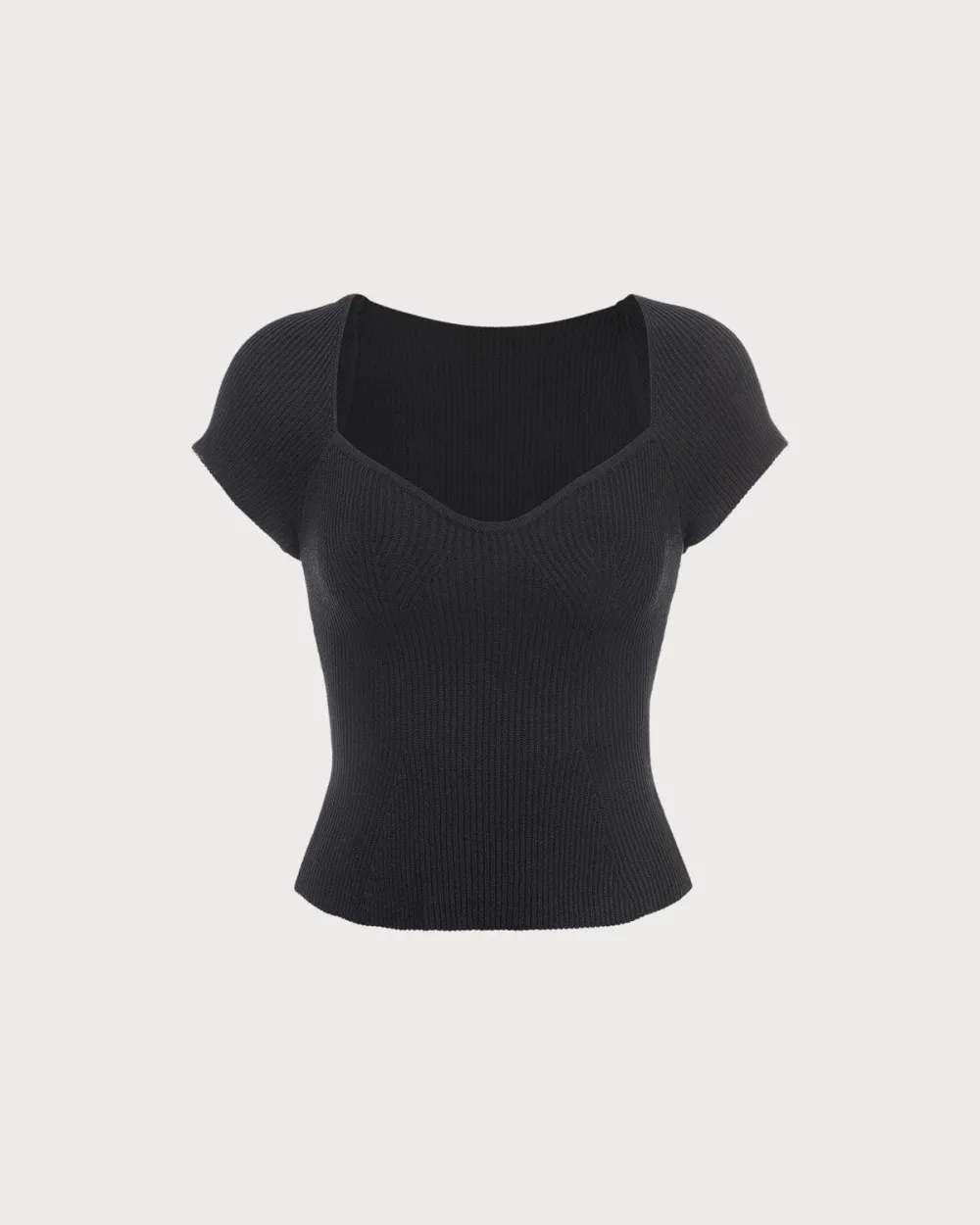 The Black Square Neck Short Sleeve Knit Top