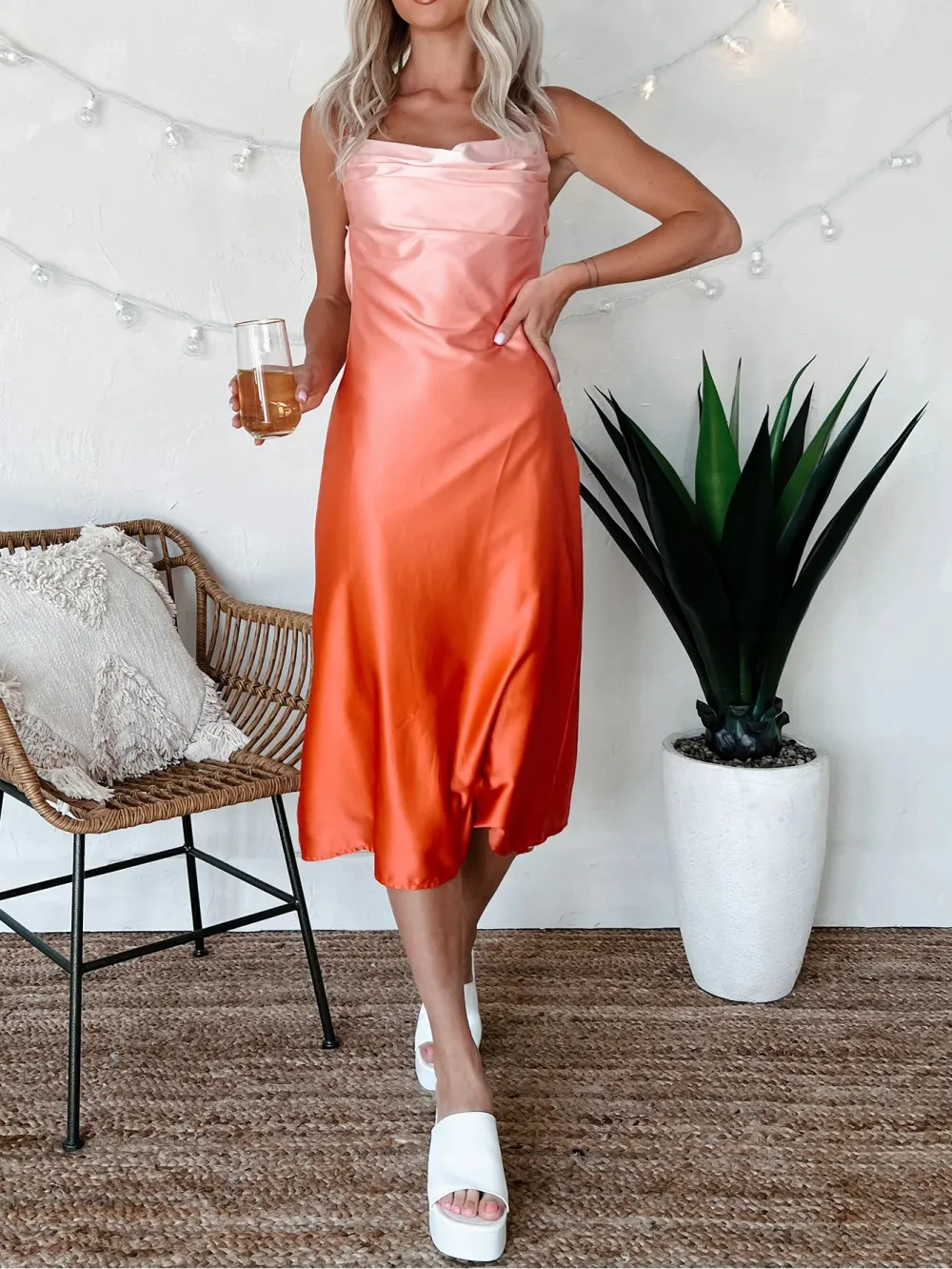 Sunset Memories Satin Midi Dress