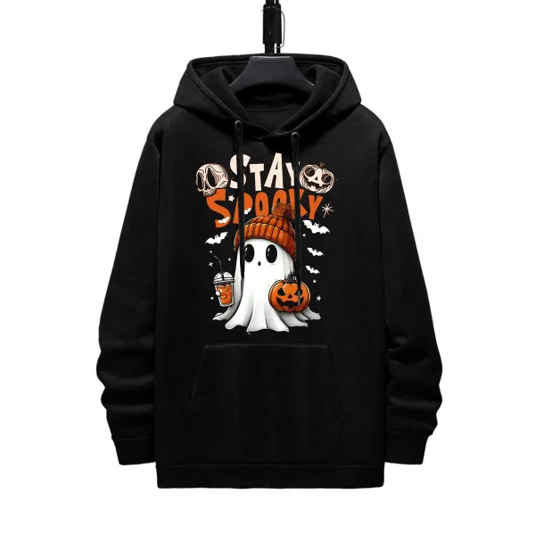 STAY SPOOKY GHOST HALLOWEEN PATTERN PRINTED HOODIE