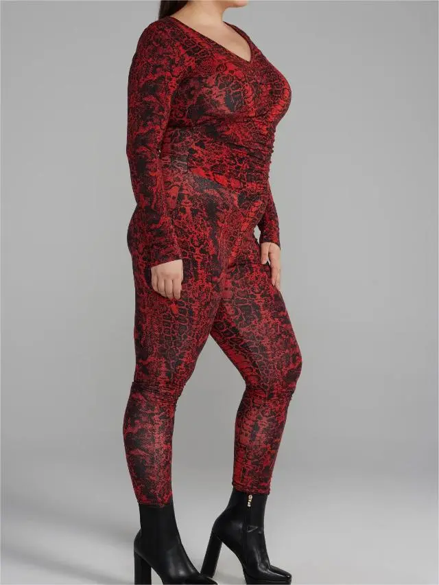 Snake Print Ruched Catsuit