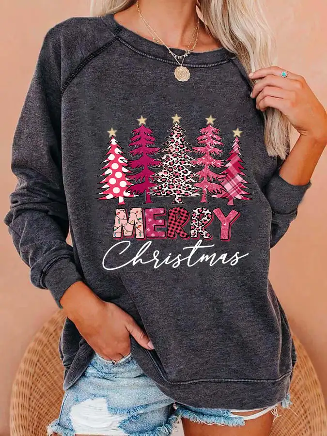 Women's   Tree Merry   Print Sweatshirt