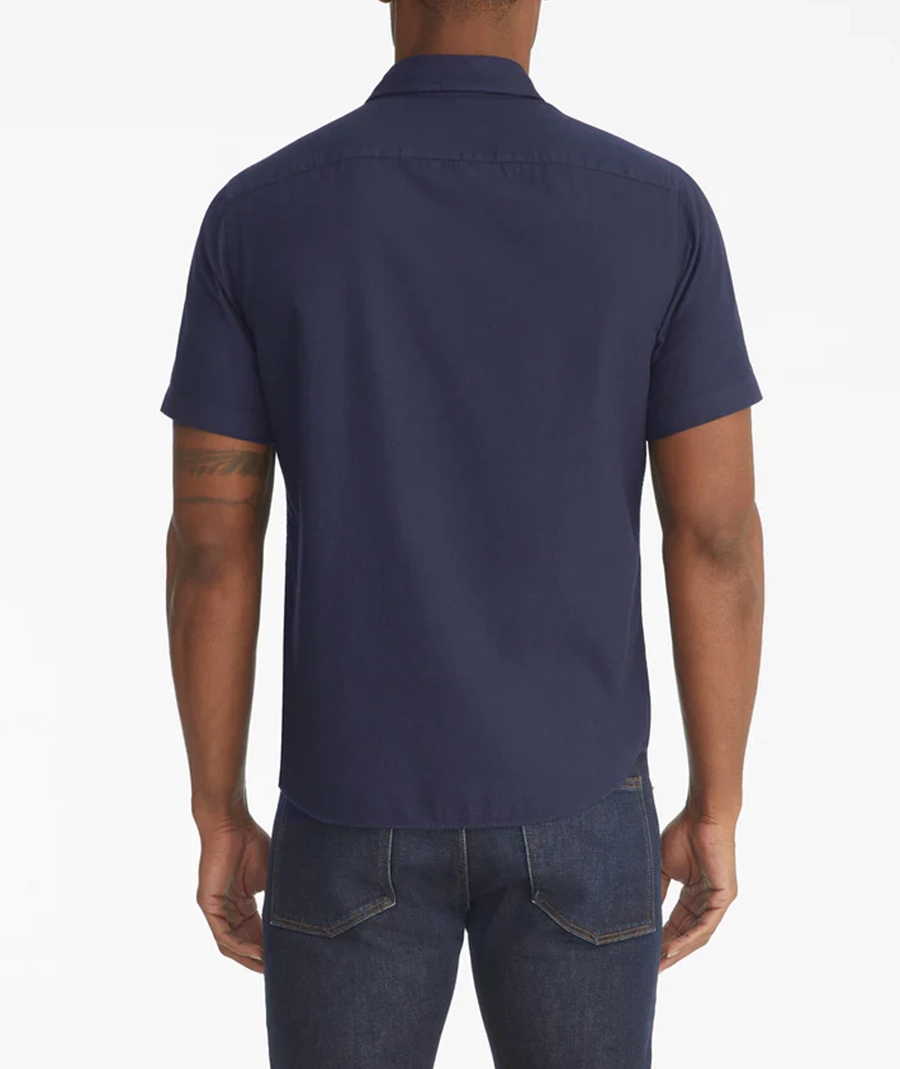 Dark Blue Tight-Fitting Men's Style Blouse