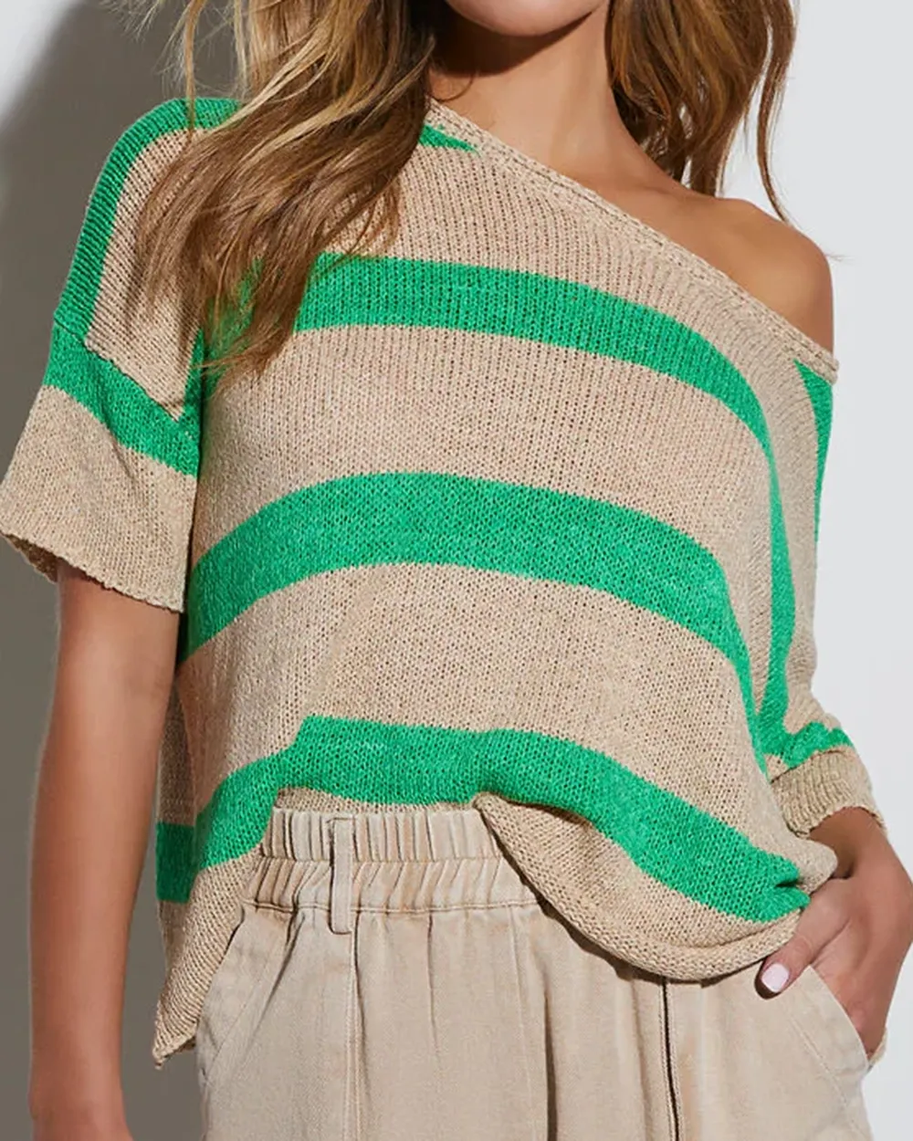 Ardelle Striped Short Sleeve Sweater