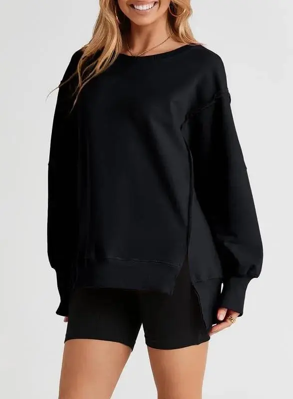 Oversized Reverse Seam Sweatshirt Long Sleeve Crewneck Pullover