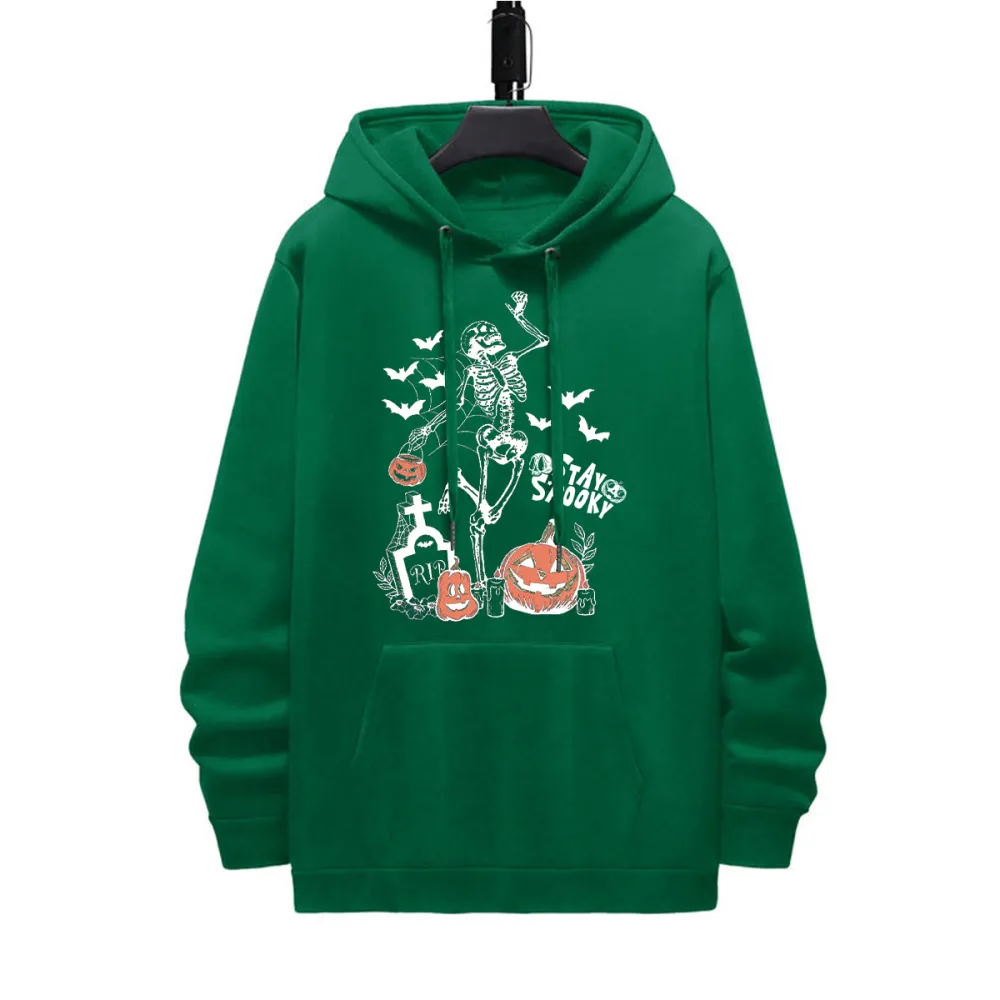 STAY SPOOKY HALLOWEEN PATTERN PRINTED HOODIE