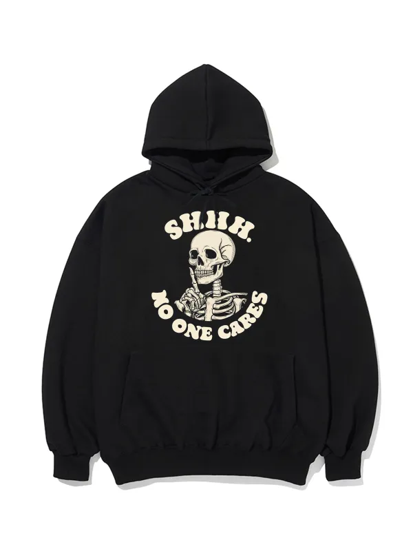 NO ONE CARES PATTERN PRINTED HOODIE