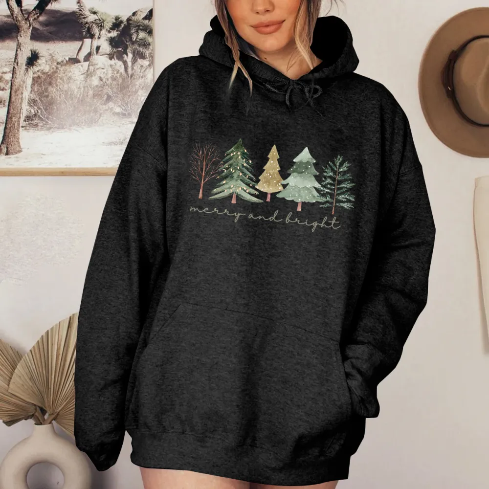 Women's Christmas Tree Print Hoodie