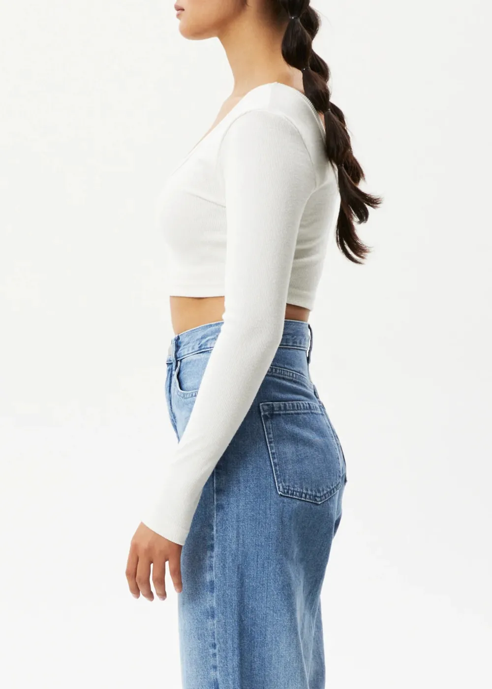 MILLA - HEMP RIBBED LONG SLEEVE CROPPED TOP