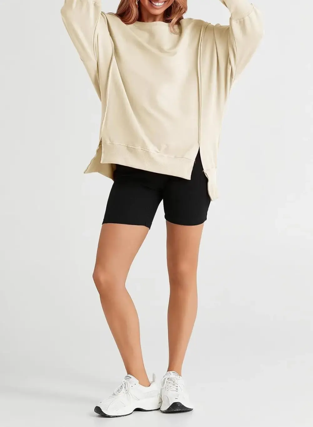 Oversized Reverse Seam Sweatshirt Long Sleeve Crewneck Pullover