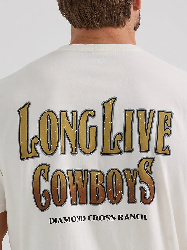 WRANGLER X DIAMOND CROSS LONG LIVE COWBOYS TEE IN CAVIAR