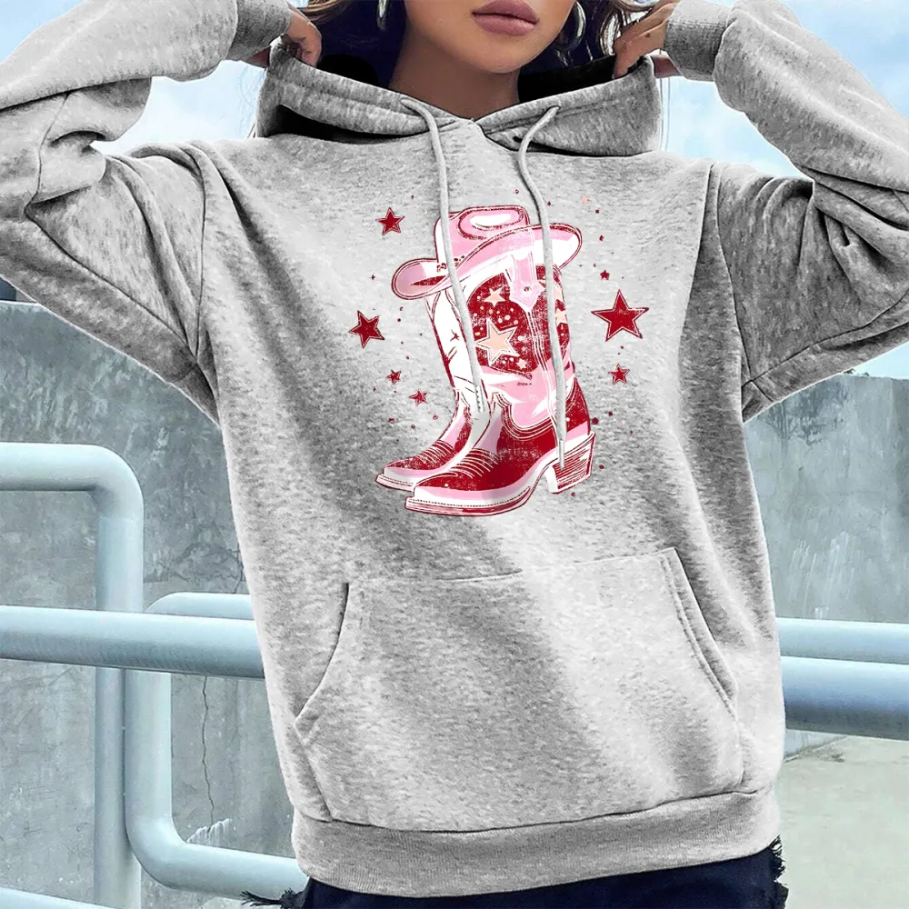 COWBOY BOOTS PATTERN PRINTED HOODIE