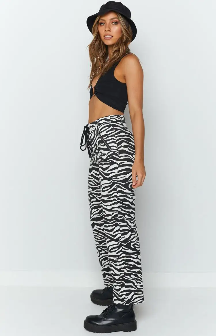 Tiger Lace Up Pants Zebra