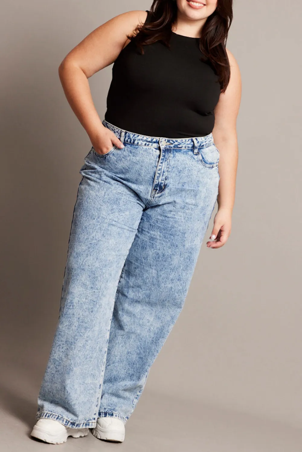 Denim Wide Leg Jeans High Rise