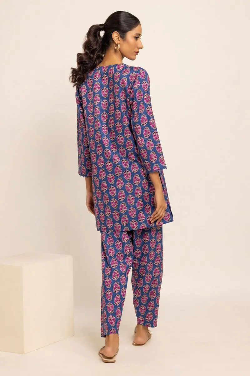 2 Piece | Kurta & Pants | Color Navy Purple