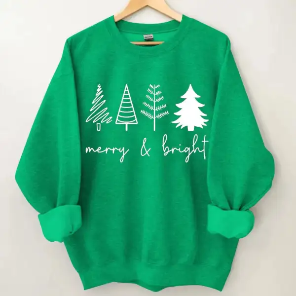 Merry And Bright Women's   Printed Long Sleeve Sweatshirt