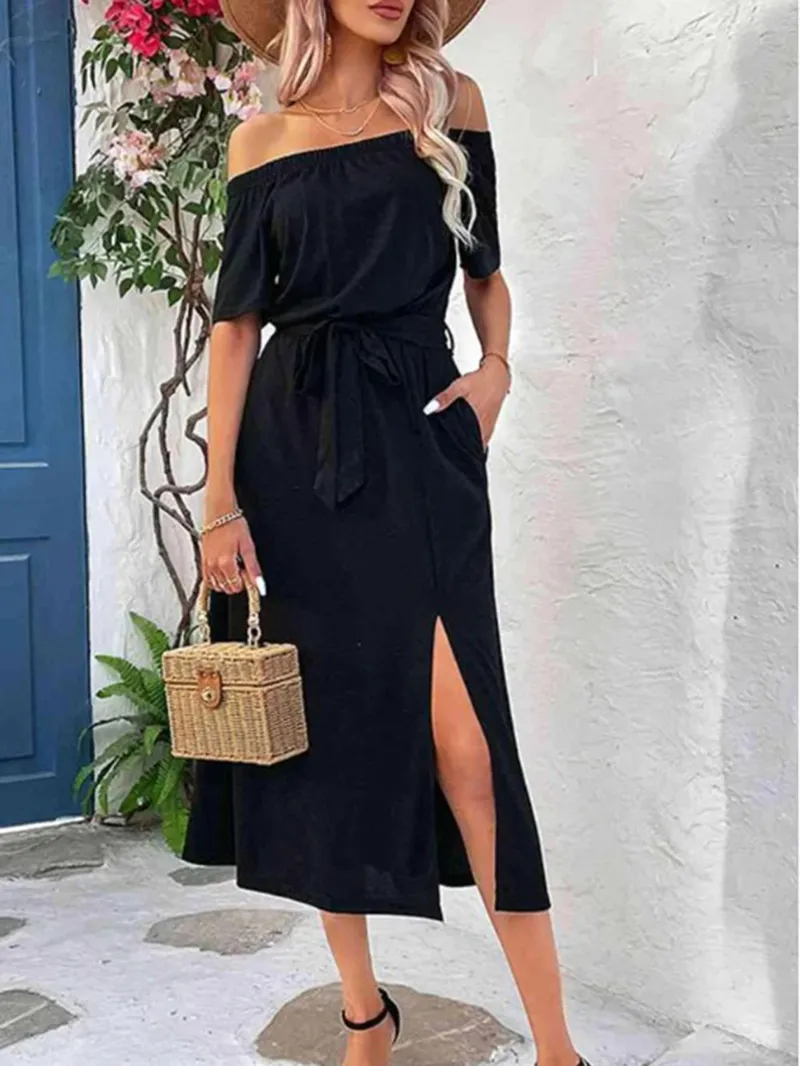 Women's Off Shoulder Waist Dress