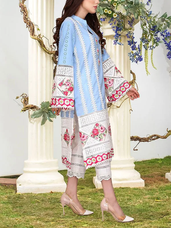 Hollow ethnic style embroidered ladies suit