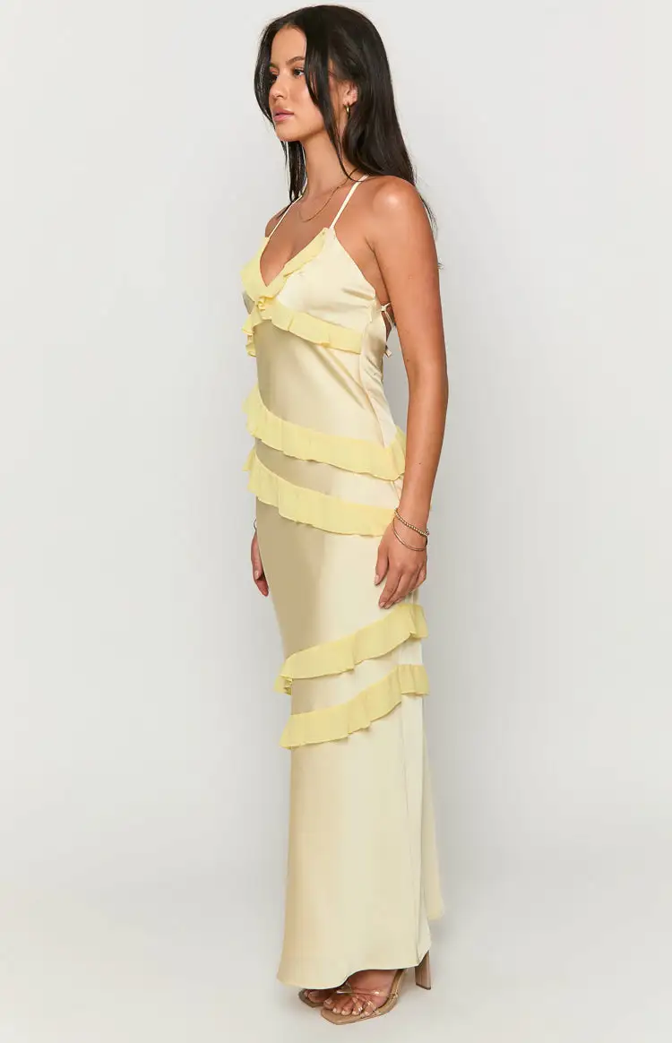 Inara Yellow Ruffle Maxi Dress