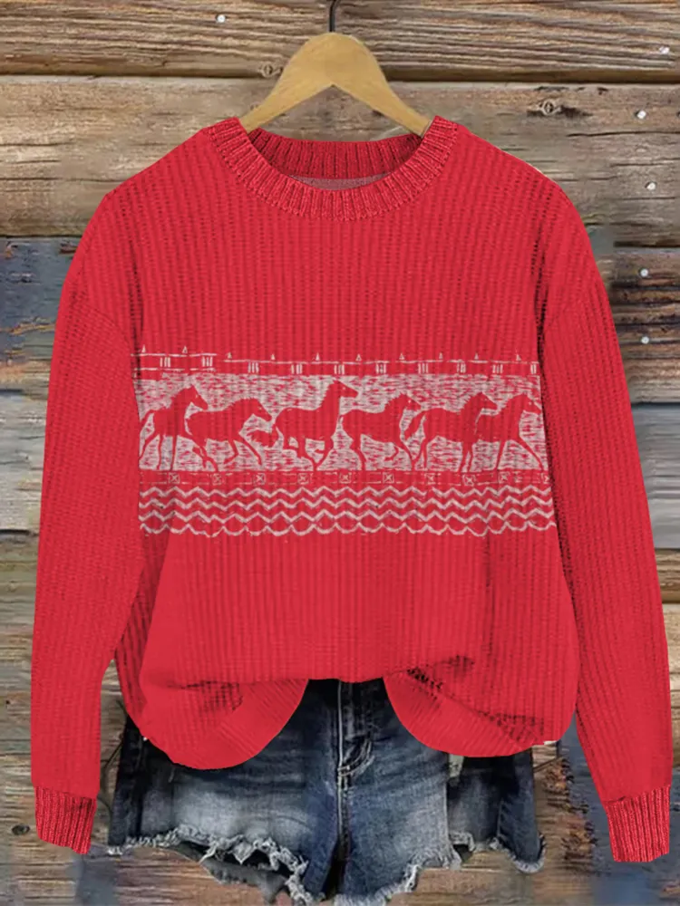 Southwest Horse Pattern Women'S Sweater