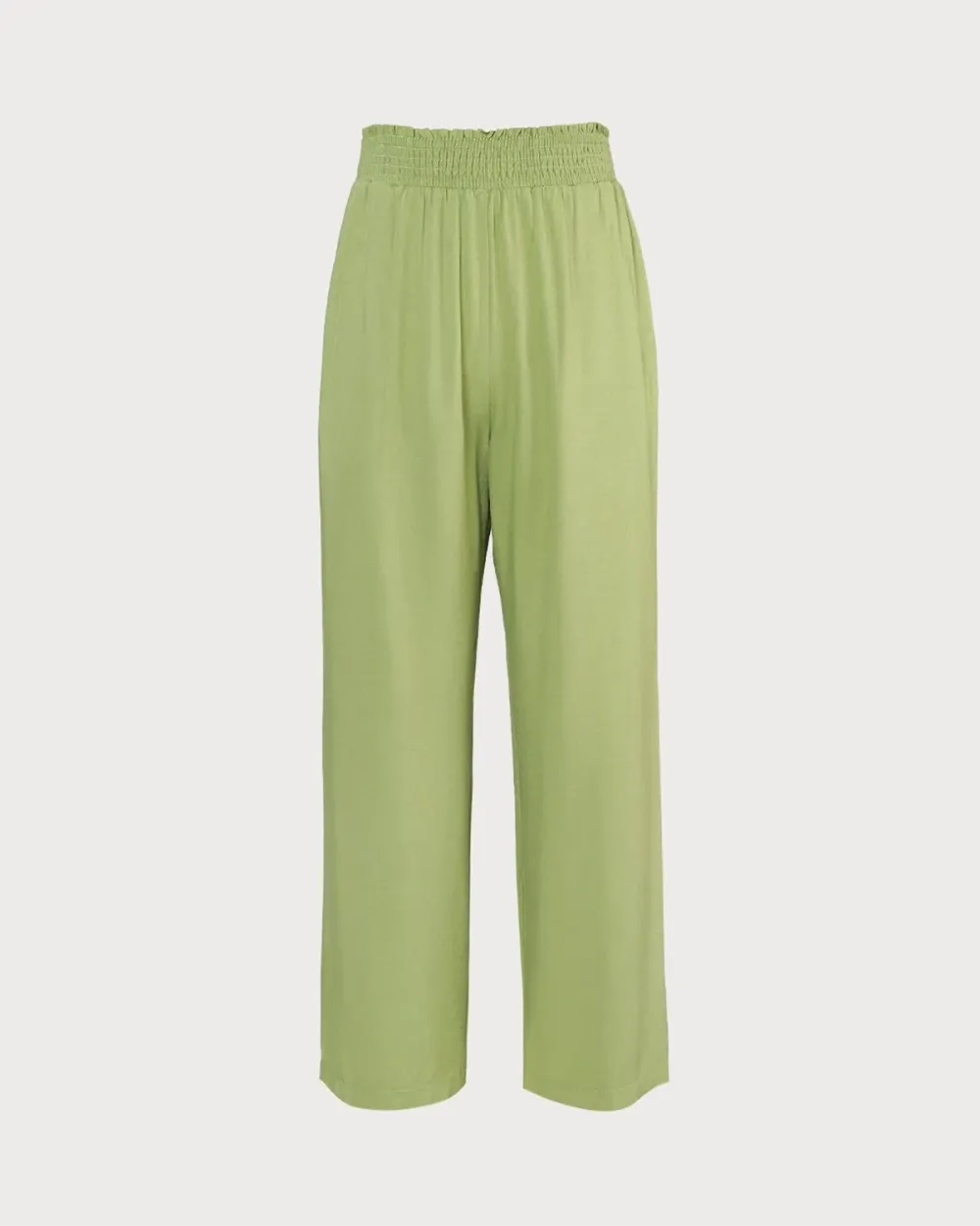 The Green Elastic Waist Straight Ninth Pants