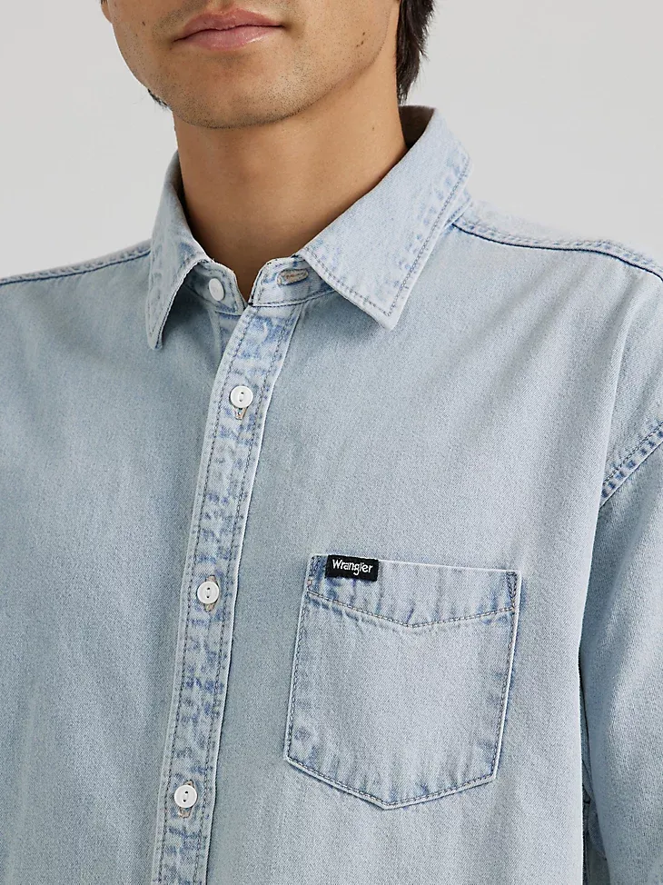 MEN'S DENIM SHORT SLEEVE SHIRT IN BLUE GRAMMER