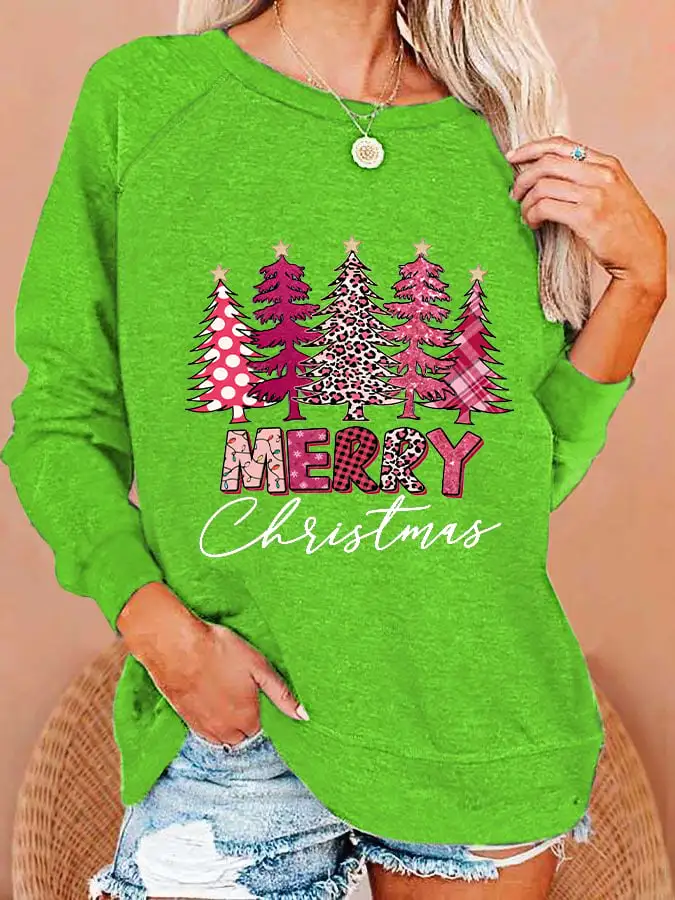 Women's   Tree Merry   Print Sweatshirt