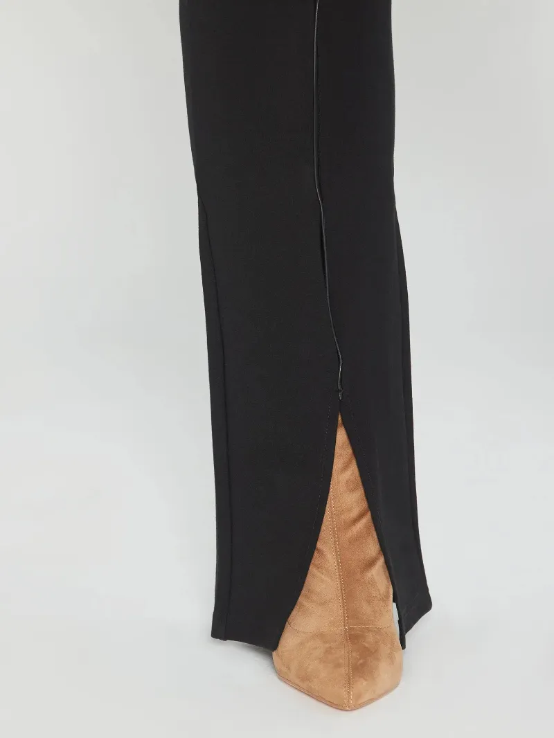 Analisa Faux Leather Trim Ponte Knit Pants