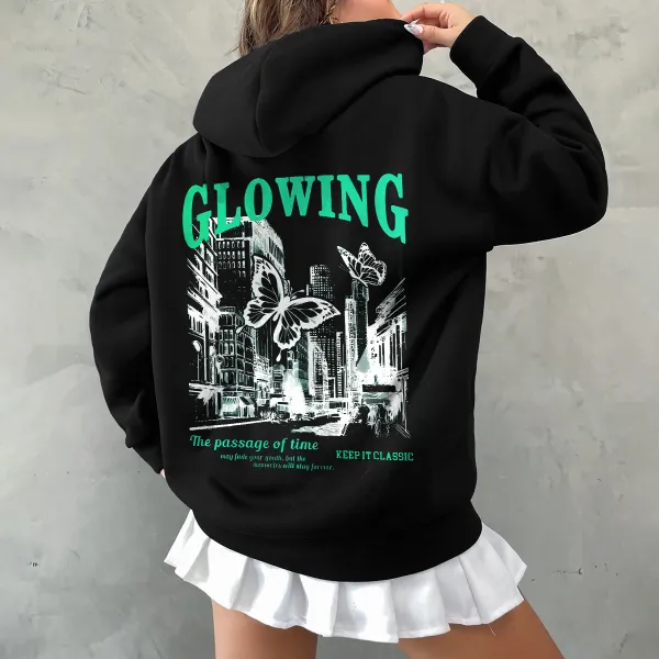 glowing Butterfly City women's fashion hoodie