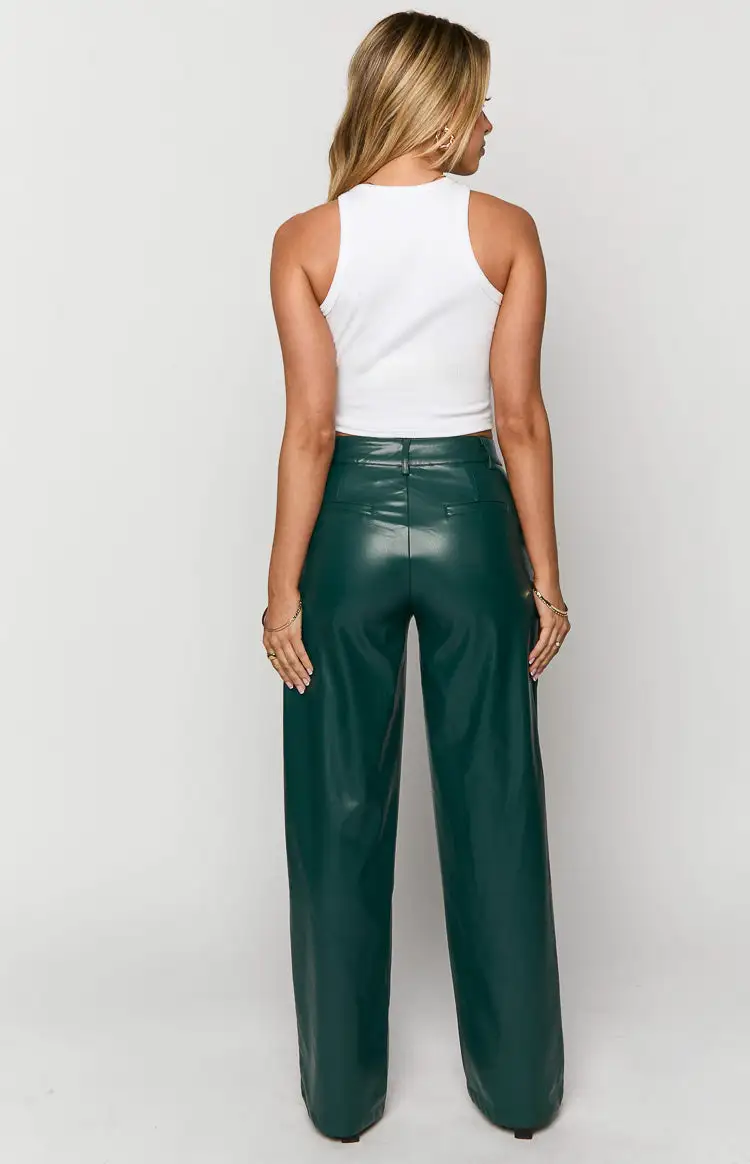 Cool Shade Forest Green PU Pants