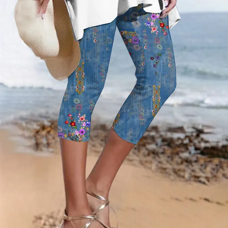 Vintage Print Casual Leggings