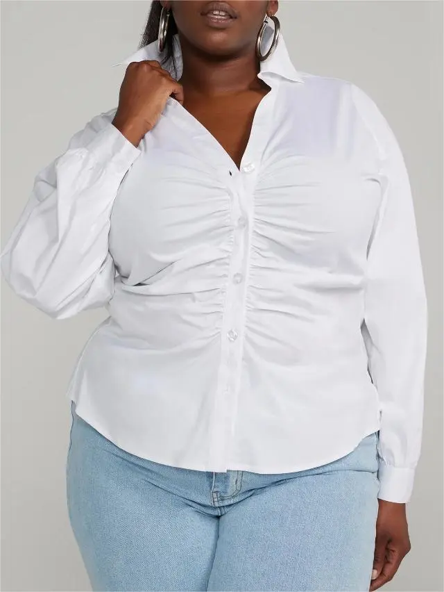 Button-Down Ruched Shirt