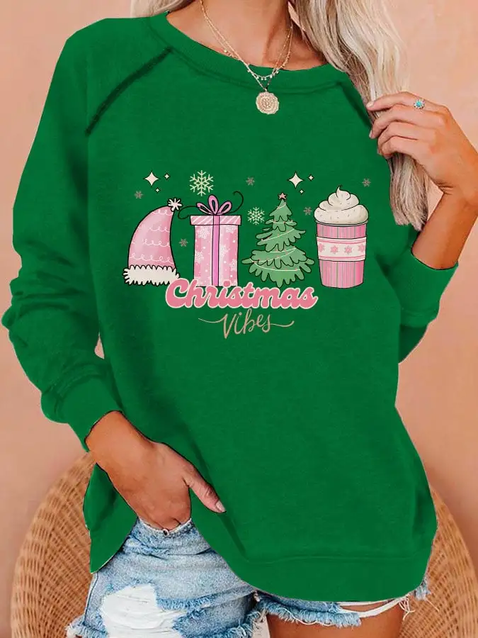 Women's Christmas Vibes Print Sweatshirt