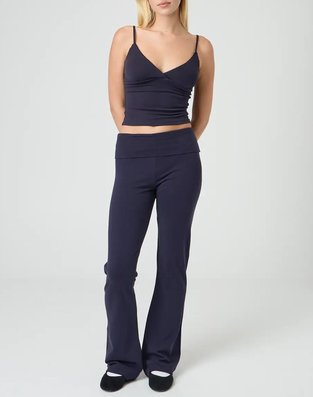 Cotton Foldover Flare Pant