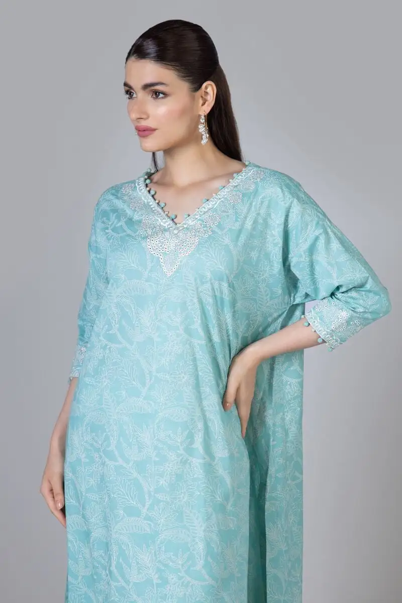 3 Piece Kurta Embroidered | Dupatta& Bottom & Tops | Color light green