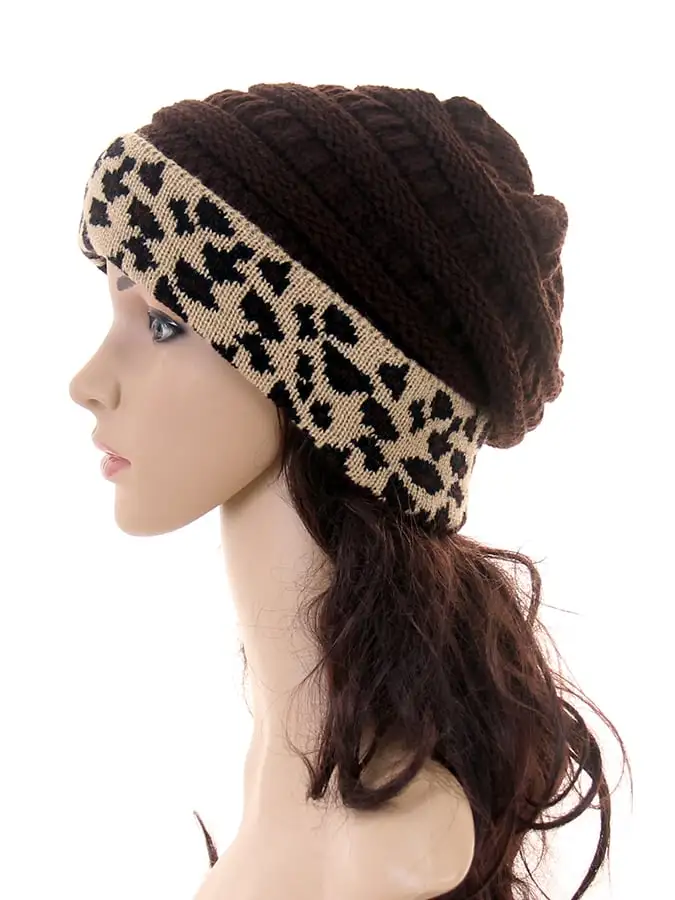 🔥Buy 3 Get 10% Off🔥Women's Western Retro Leopard Print Stitching Design Beanie (Without Logo)