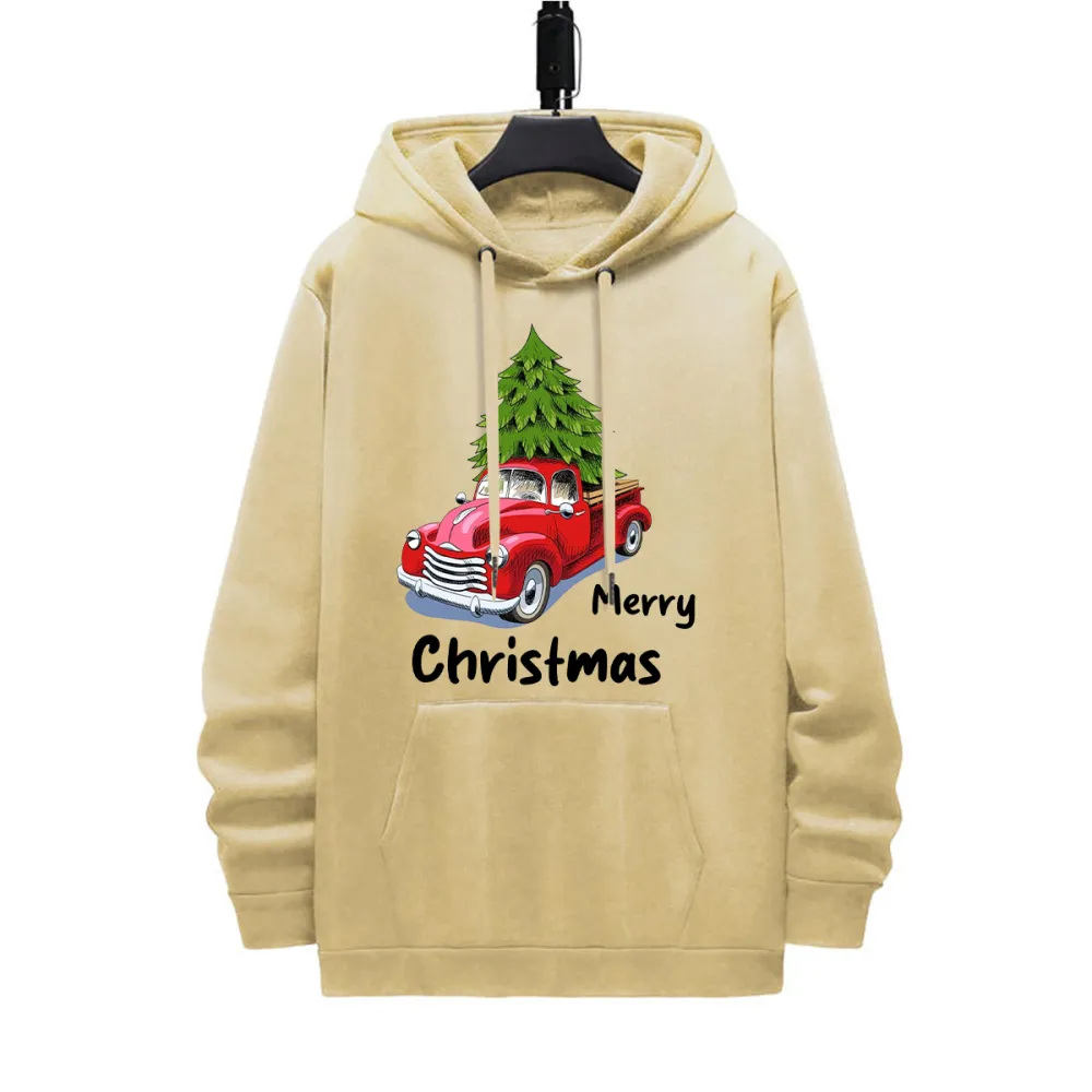 MERRY CHRISTMAS PATTERN PRINTED HOODIE