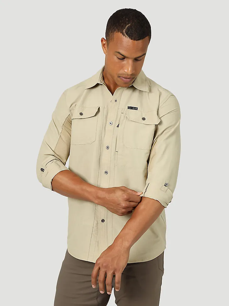 ATG BY WRANGLER™ MEN'S MIX MATERIAL SHIRT IN DUSTY OLIVE