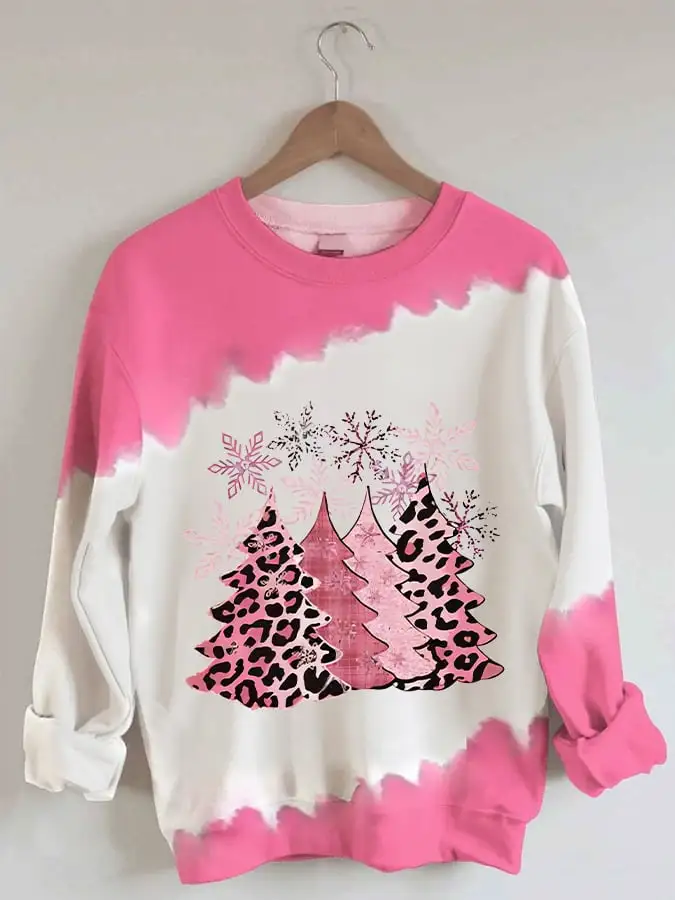 Women's Pink Leopard   Tree Print Sweatshirt