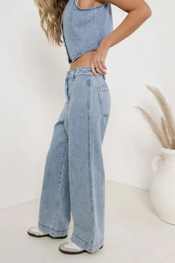 GEORGIA WIDE LEG JEANS IN LIGHT WASH