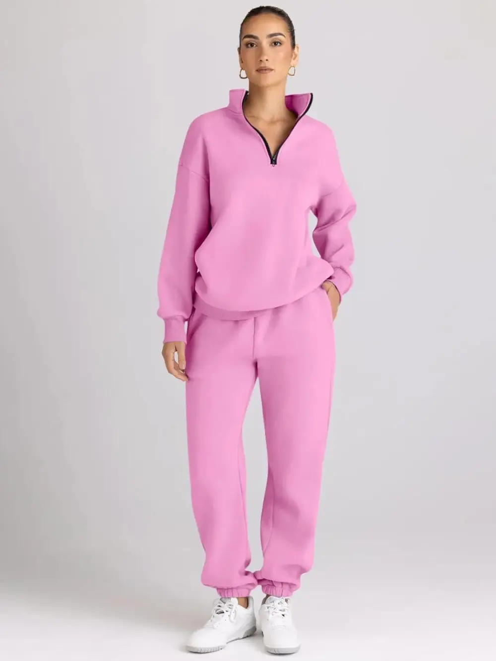 2 Piece Sweatsuits Long Sleeve Half Zip Pullover and Baggy Sweatpants