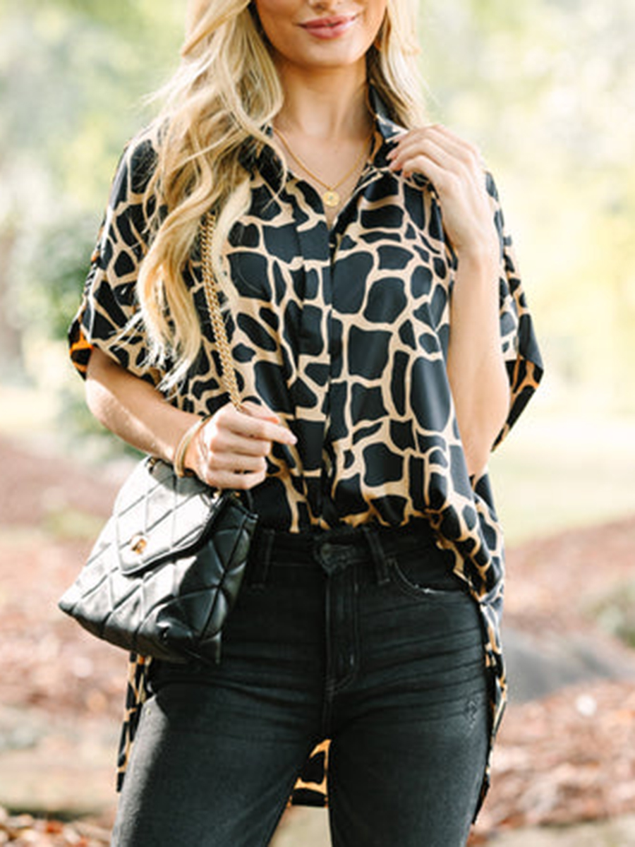 Black Giraffe Print Blouse