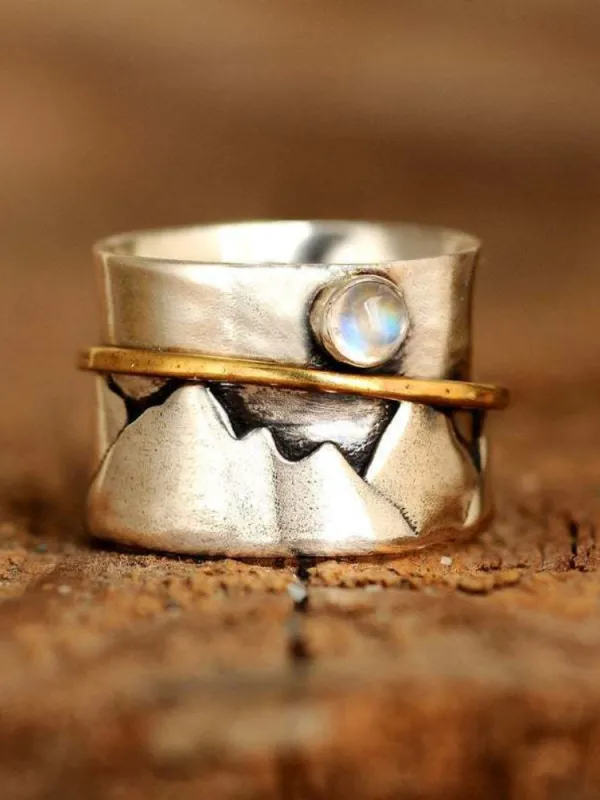 Mountains Inspired Moonstone Studded Ring