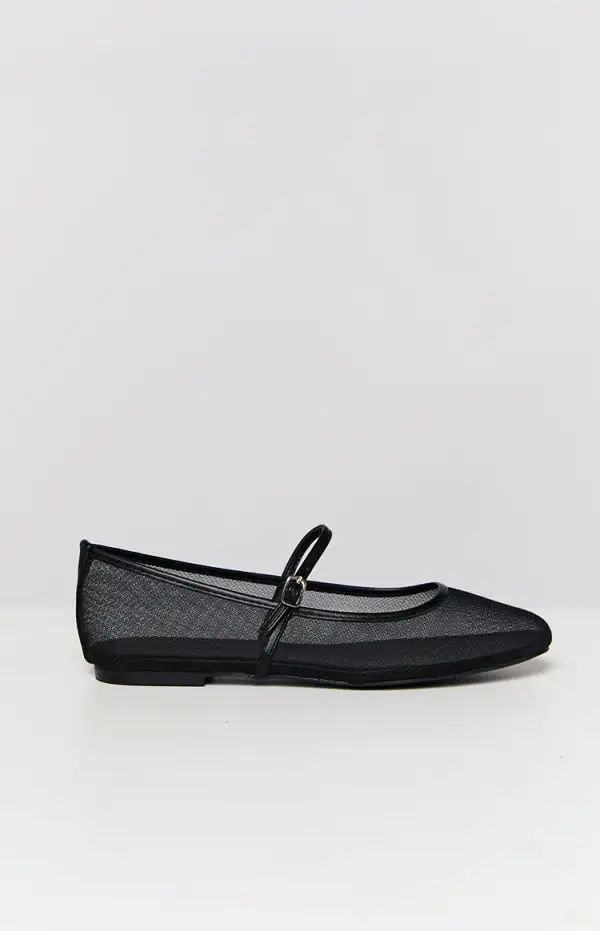 Billini Gilda Black Mesh Ballet Flats